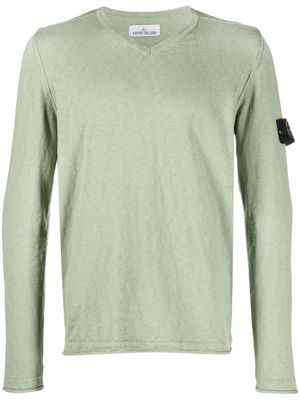 Stone Island Compass-patch V-neck sweatshirt - Green