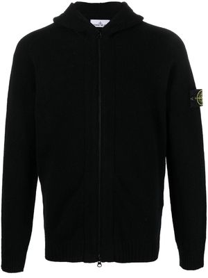 Stone Island Compass-patch zip-up hoodie - Black