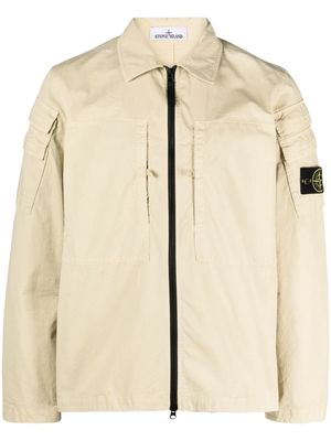 Stone Island Compass-patch zip-up shirt jacket - Neutrals