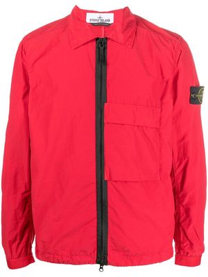 Stone Island compass-patch zipped jacket - Red