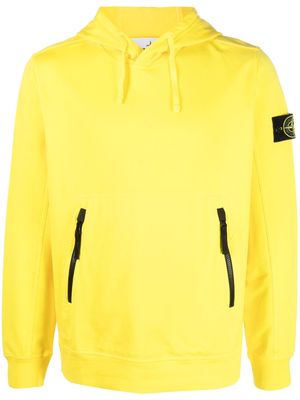 Stone Island contrast-zip hoodie - Yellow