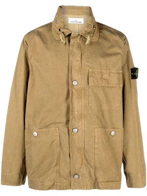 Stone Island drawstring button-fastening shirt jacket - Green