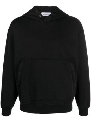 Stone Island embroidered-logo cotton hoodie - Black