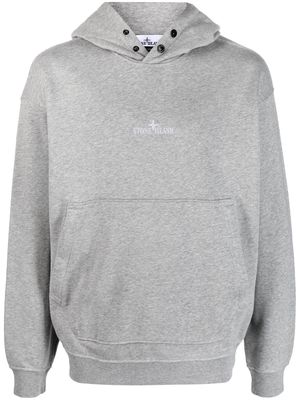 Stone Island embroidered-logo cotton hoodie - Grey