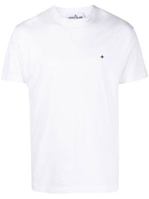 Stone Island embroidered-logo cotton T-shirt - White