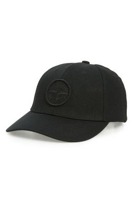 Stone Island Embroidered Logo Wool Blend Baseball Cap in Black