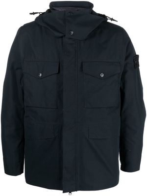 Stone Island feather-down hooded jacket - Blue