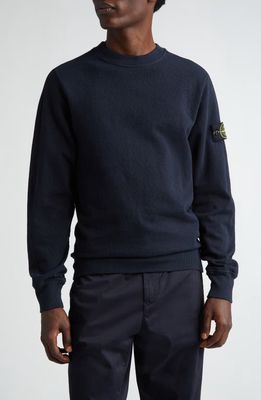 Stone Island Felpa Garment Dyed Cotton Sweatshirt in Navy Blue