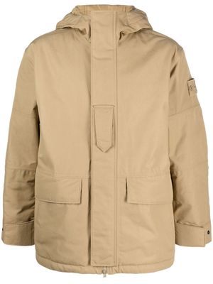 Stone Island garment-dyed cotton hooded jacket - Neutrals