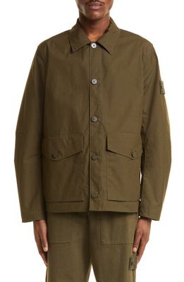 Stone Island Ghost Piece O-Ventile Cotton Jacket in Military Green