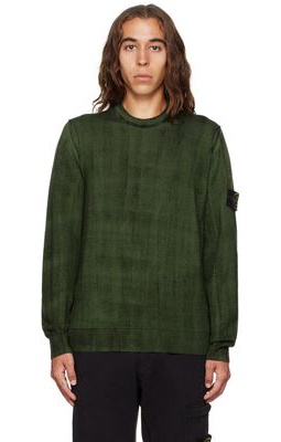 Stone Island Green Garment-Dyed Sweater