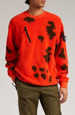 Stone Island Hand Sprayed Cotton Blend Terry Cloth Sweatshirt in Orange Red