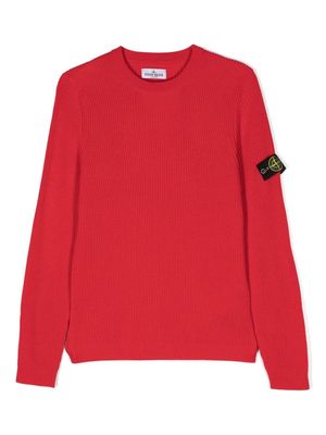 Stone Island Junior 510C2 ribbed-knit virgin wool jumper - Red