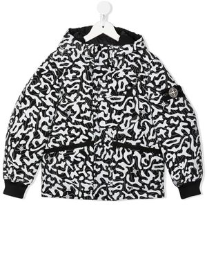 Stone Island Junior camouflage-print puffer jacket - Black