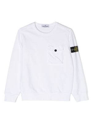 Stone Island Junior chest-pocket cotton sweatshirt - White