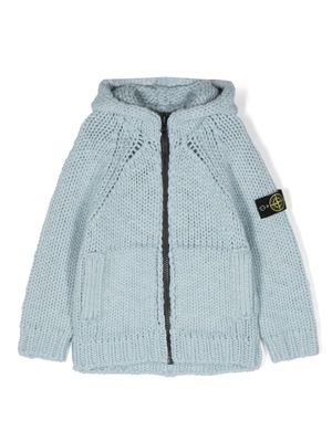 Stone Island Junior chunky-knit wool jacket - Blue