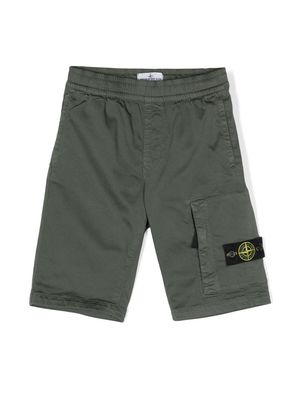 Stone Island Junior Compass-appliqué bermuda shorts - Green