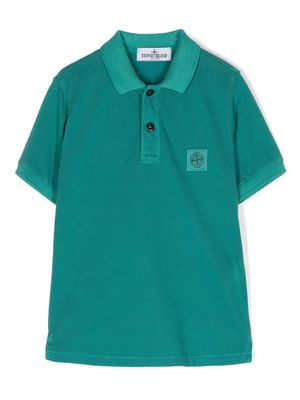 Stone Island Junior Compass appliqué cotton polo shirt - Green