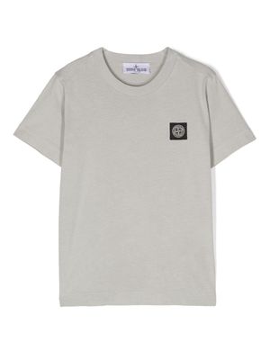 Stone Island Junior Compass-appliqué cotton T-shirt - Grey