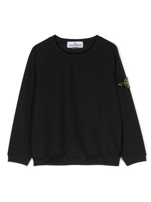 Stone Island Junior Compass-appliqué jersey sweatshirt - Black