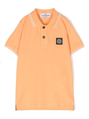 Stone Island Junior Compass-appliqué polo shirt - Orange