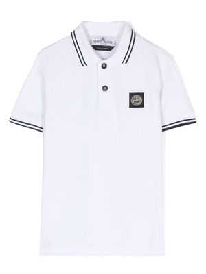 Stone Island Junior Compass-appliqué polo shirt - White