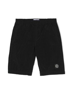 Stone Island Junior Compass-appliqué shell swim shorts - Black