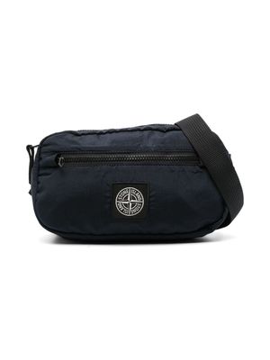 Stone Island Junior Compass-appliqué shoulder bag - Blue