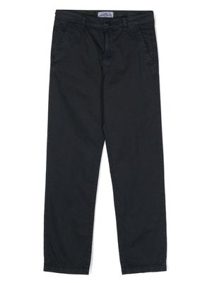 Stone Island Junior Compass-appliqué straight-leg trousers - Blue