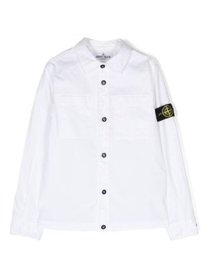Stone Island Junior Compass-badge buttoned shirt - White