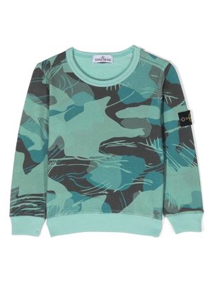 Stone Island Junior Compass-badge camouflage sweatshirt - Green