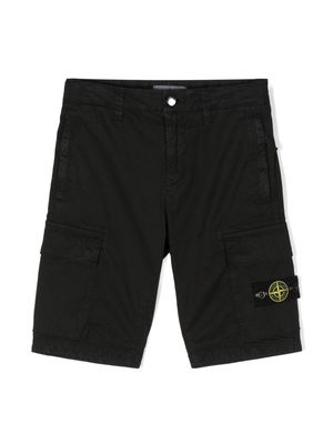 Stone Island Junior Compass-badge cargo shorts - Black