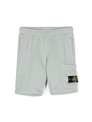 Stone Island Junior Compass-badge cotton cargo trousers - Grey