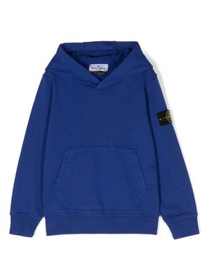 Stone Island Junior Compass-badge cotton hoodie - Blue