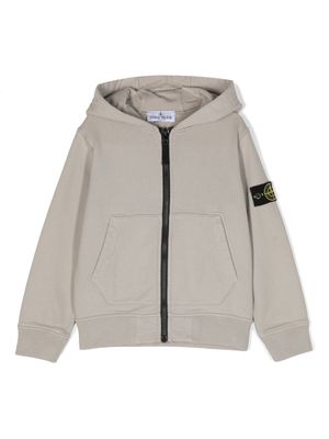 Stone Island Junior Compass-badge cotton hoodie - Grey