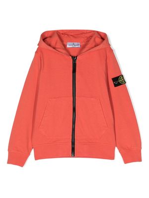 Stone Island Junior Compass-badge cotton hoodie - Orange