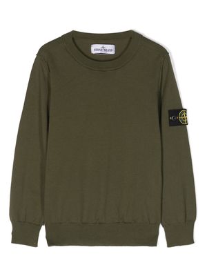 Stone Island Junior Compass-badge cotton jumper - Green