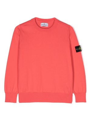 Stone Island Junior Compass-badge cotton jumper - Orange