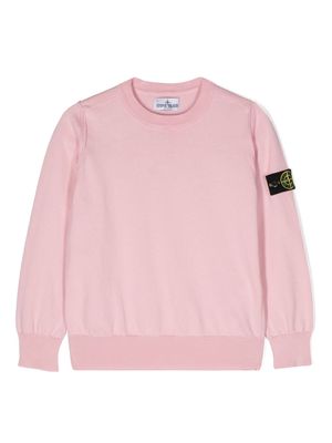 Stone Island Junior Compass-badge cotton jumper - Pink