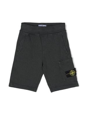 Stone Island Junior Compass-badge cotton shorts - Grey