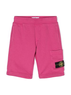 Stone Island Junior Compass-badge cotton shorts - Pink