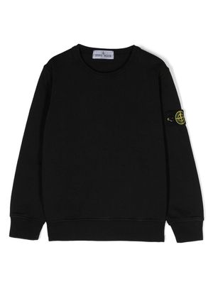 Stone Island Junior Compass-badge cotton sweatshirt - Black