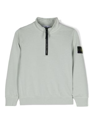 Stone Island Junior Compass-badge cotton sweatshirt - Green