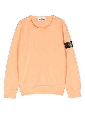 Stone Island Junior Compass-badge cotton sweatshirt - Orange