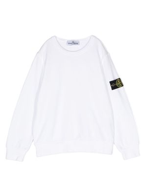 Stone Island Junior Compass-badge cotton sweatshirt - White