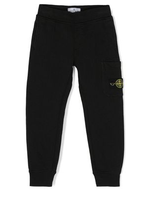 Stone Island Junior Compass-badge cotton track pants - Black