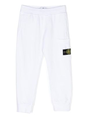 Stone Island Junior Compass-badge cotton track pants - White