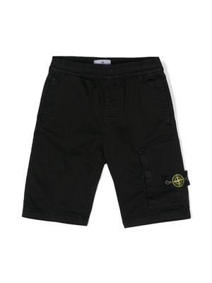 Stone Island Junior Compass-badge gabardine shorts - Black