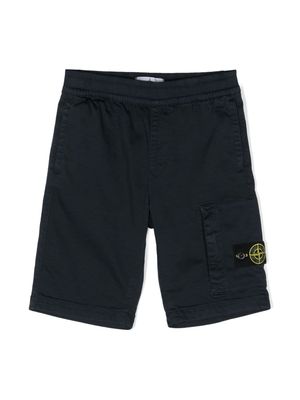 Stone Island Junior Compass-badge gabardine shorts - Blue