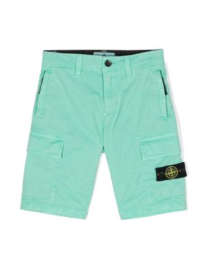 Stone Island Junior Compass-badge gabardine shorts - Green